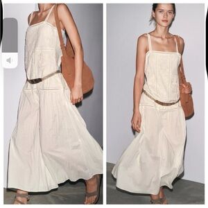 NWT ZARA ZW COLLECTION PATCHWORK
EMBROIDERED DRESS M Ecru